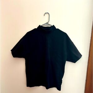 Thick black turtleneck with short sleeves